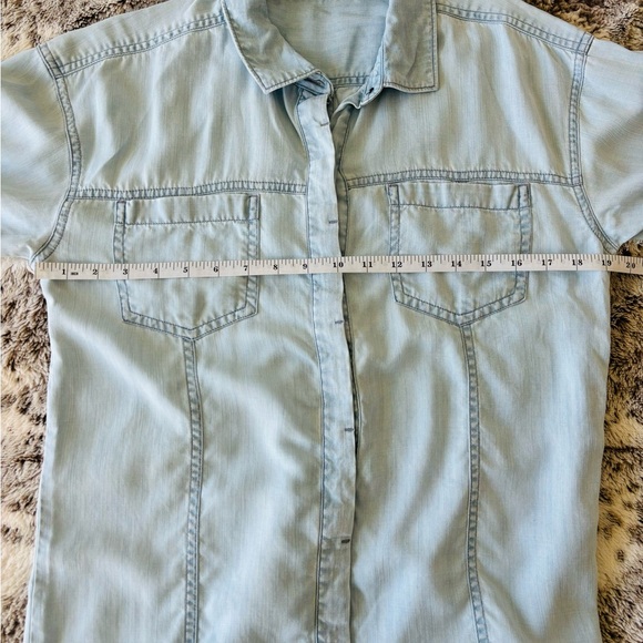 Prana Doryan Vintage Blue Chambray Shirt Dress Roll-Tab Sleeve Size Small $89 - Picture 10 of 13